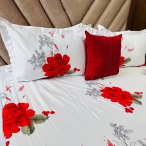 Cotton Bedsheet - Velvet Red Rose - Sri Lanka