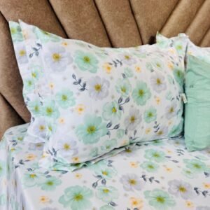 Cotton Bedsheet - PR Green Floral - Sri Lanka