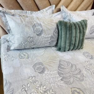 Cotton Bedsheet - PR Grand Leaf Grey - Sri Lanka