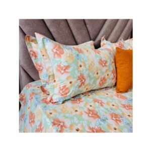 Cotton Bedsheet - Mint Peach Floral - Sri Lanka