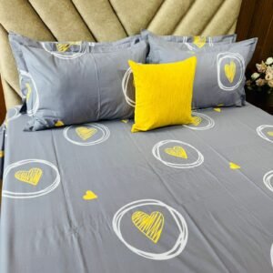 Cotton Bedsheet - PR Yellow Heart - Sri Lanka