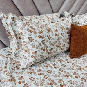 Cotton Bedsheet - PR Brown Leaves - Sri Lanka