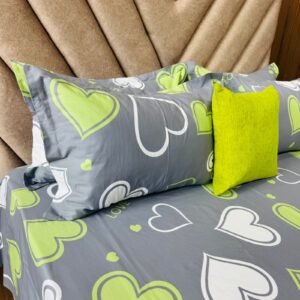 Cotton Bedsheet - PR Green Heart - Sri Lanka