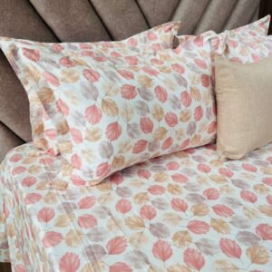 Cotton Bedsheet - PR Peach Leaves - Sri Lanka