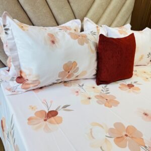 Cotton Bedsheet - PR Apricot Floral - Sri Lanka