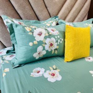 Cotton Bedsheet - PR Aura Mint Botanical - Sri Lanka