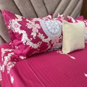 Cotton Bedsheet - Royal Pink Printed - Sri Lanka