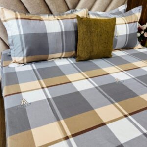 Cotton Bedsheet - Stella Grey Check - Sri Lanka