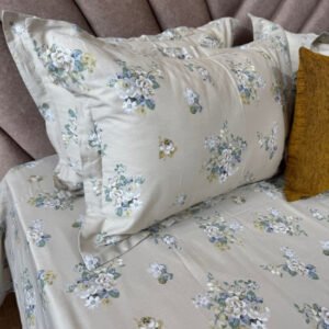 Cotton Bedsheet - Beige Bouquet - Sri Lanka