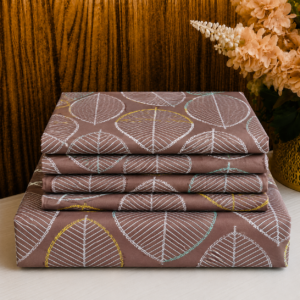 Cotton Bedsheet -Brown leaf - Sri Lanka