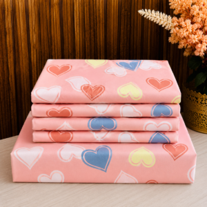 Cotton Bedsheet -pink heart - Sri Lanka