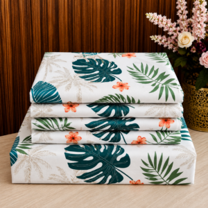 Cotton Bedsheet -Green leaf- Sri Lanka