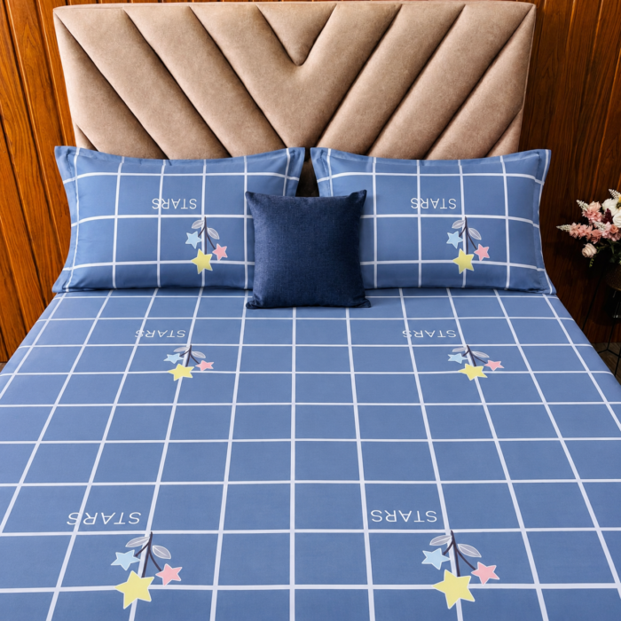 Cozy Blue Stars Bedding Display