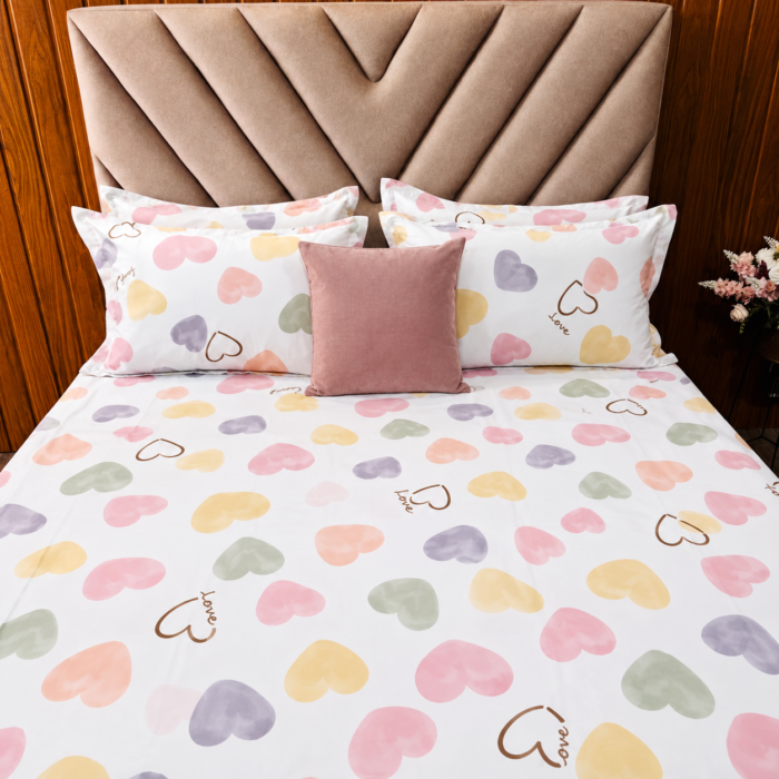Cozy Pastel Heart Bedding Bedroom
