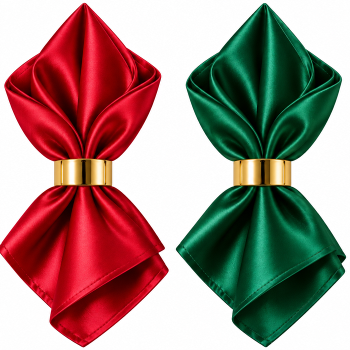 Elegant Red and Green Satin Napkins