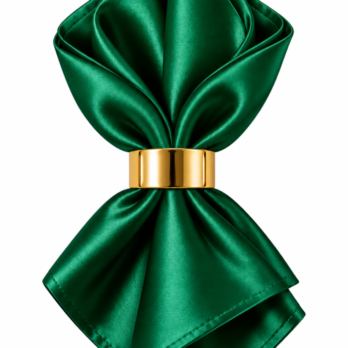 Emerald Satin Napkin with Gold Ring