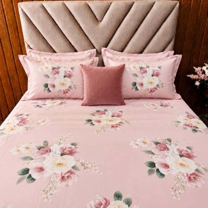 Luxurious Pink Floral Bedding Suite