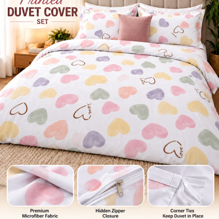 Pastel Heart Duvet Cover Set