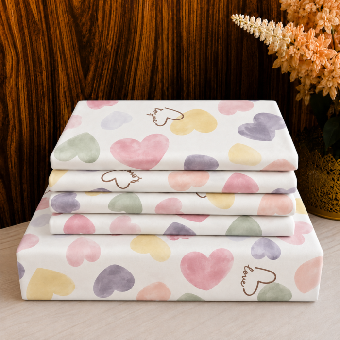 Pastel Heart-Patterned Sheet Stack