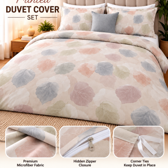 Pastel Leaf Duvet Cover Set