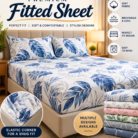 Premium Blue Botanical Fitted Sheet Banner