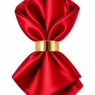 Red Satin Lotus Napkin with Gold Ring